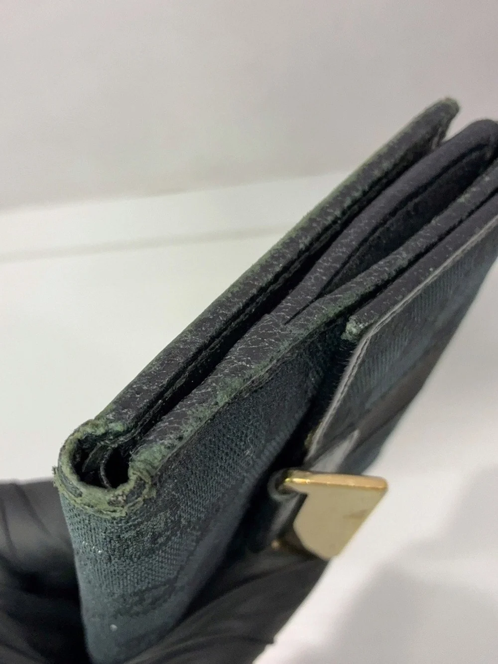 Gucci Black Leather and Canvas Horsebit Men's Vintage Wallet